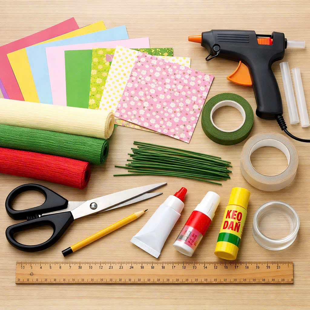 dụng cụ làm hoa giấy handmade