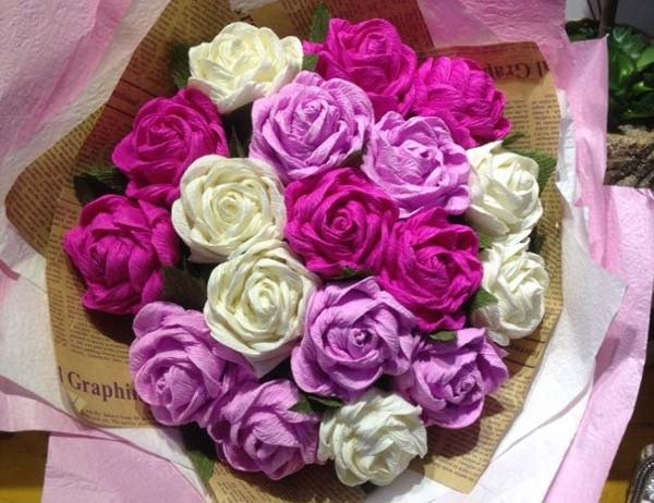 hoa hồng từ giấy nhún