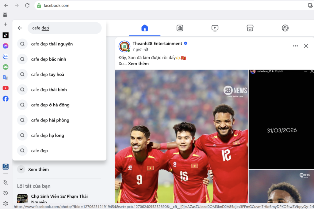 Tìm kiếm cafe đẹp trên Facebook