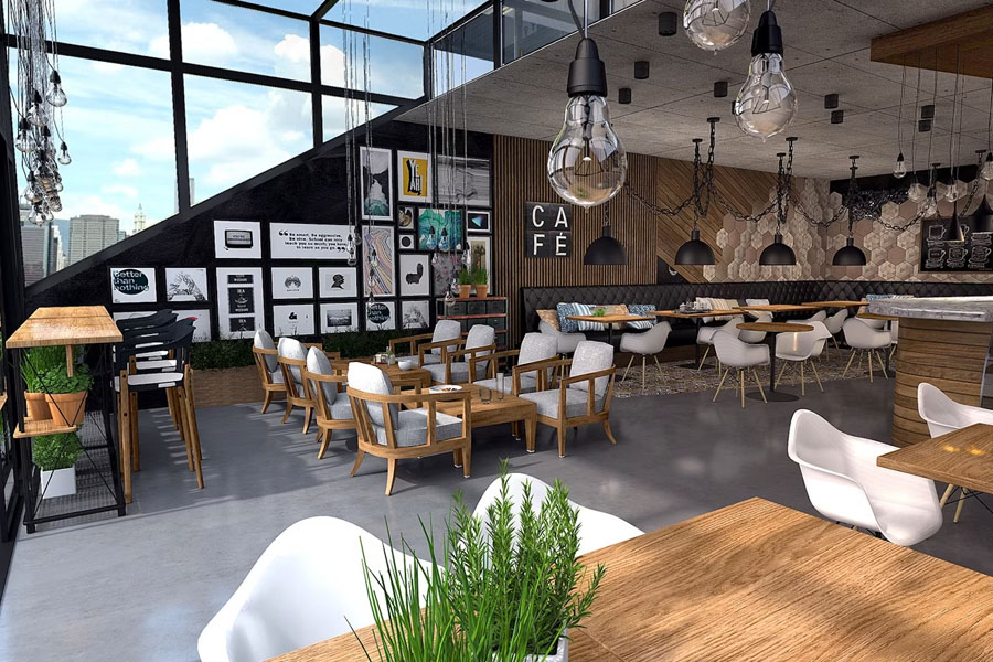 cafe đẹp phong cách industrial