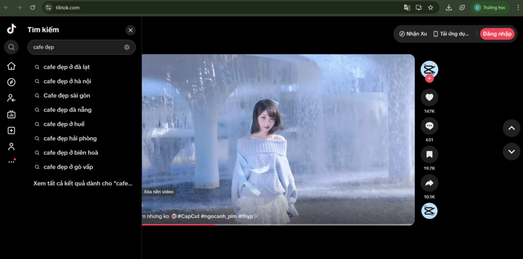 Tìm kiếm cafe đẹp trên Tiktok